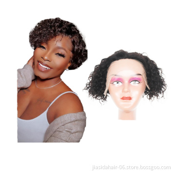 Human Hair Short Bob Hair Brazilian Wigs 13x6x1 Pre Plucked Hairline Unprocessed Pixie Cut T Part Lace Frontal Wigs